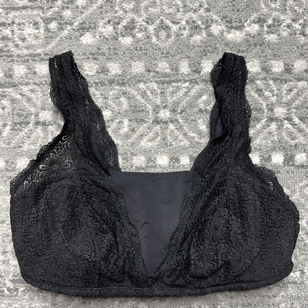 Aerie Lace Bralette Size XL Black Back Closure Stretch